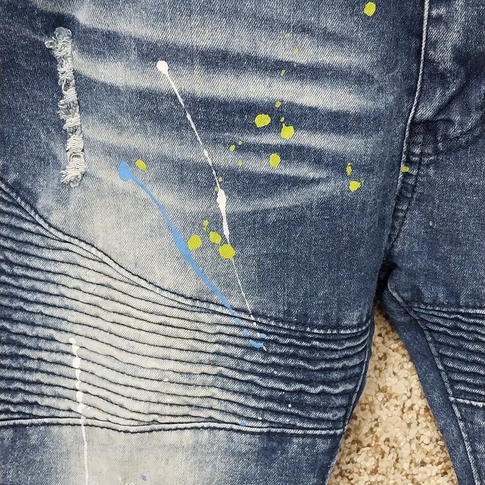 2875 Size 34 X 32 LR Scoop Paint Splatter Jeans - Picture 3 of 7